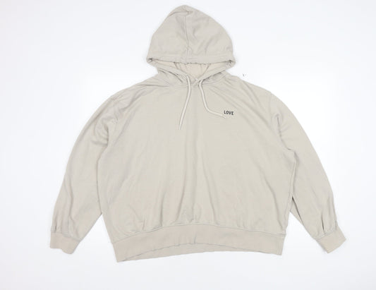 H&M Women's Beige XL Hoodie, Pullover, Casual, Logo Accent