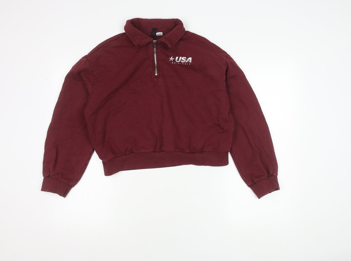 H&M Women's Red Collared Sweatshirt Size S