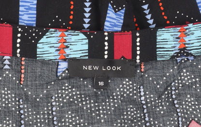 Womens UK Size 16 New Look Multicoloured Cropped Blouse