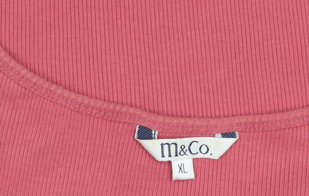 M&Co Women's Pink Floral Cotton Tank Top XL