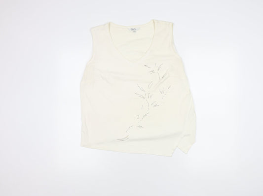 M&Co Women's Ivory Cotton Sleeveless Tank Top