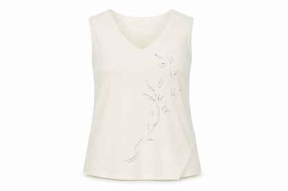 M&Co Women's Ivory Cotton Sleeveless Tank Top