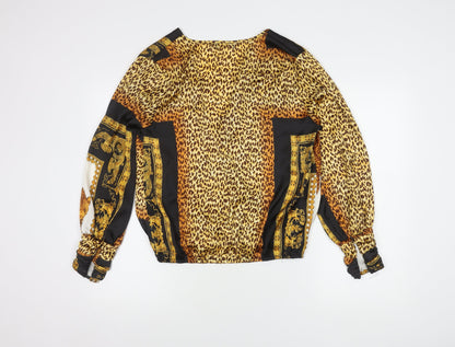Boohoo Women's Multicoloured Animal Print Wrap Blouse, Size 12