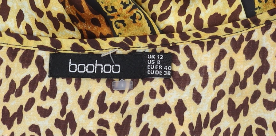 Boohoo Women's Multicoloured Animal Print Wrap Blouse, Size 12