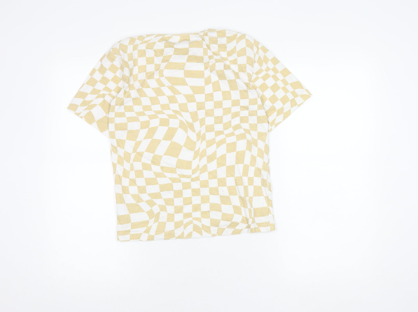 H&M Girls Beige Check T-Shirt 8-9 Years