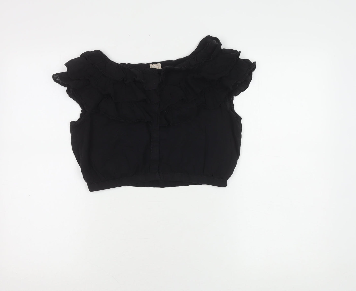 Womens UK Size 8 H&M Black Cropped Blouse