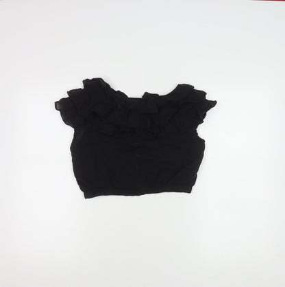 Womens UK Size 8 H&M Black Cropped Blouse