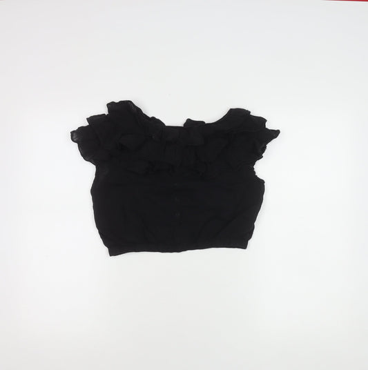 Womens UK Size 8 H&M Black Cropped Blouse