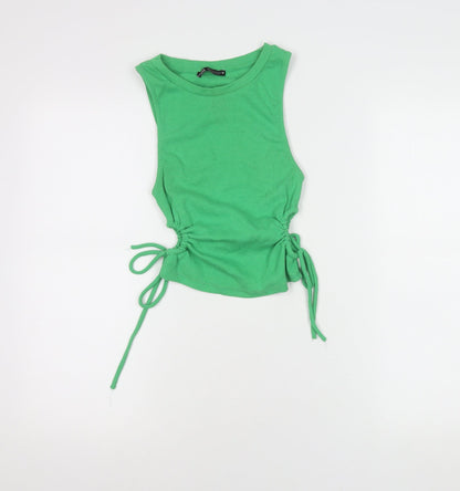 Womens UK Size 10 Zara Green Cropped Tank