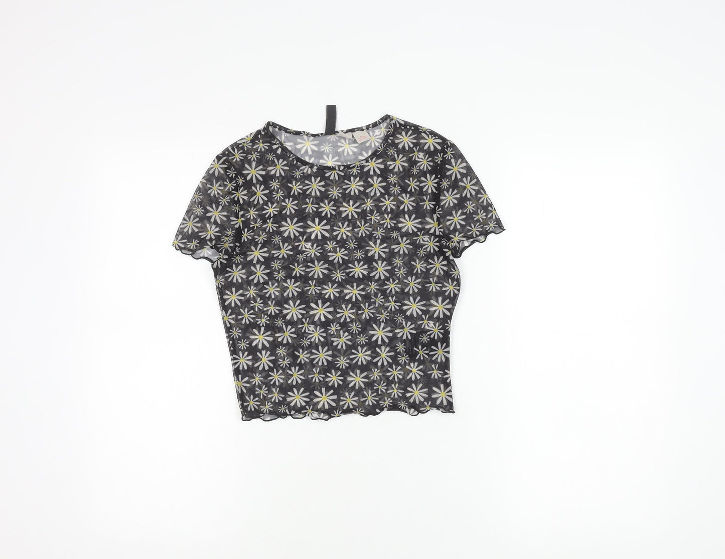 Womens UK Size 8 H&M Black Cropped T-Shirt