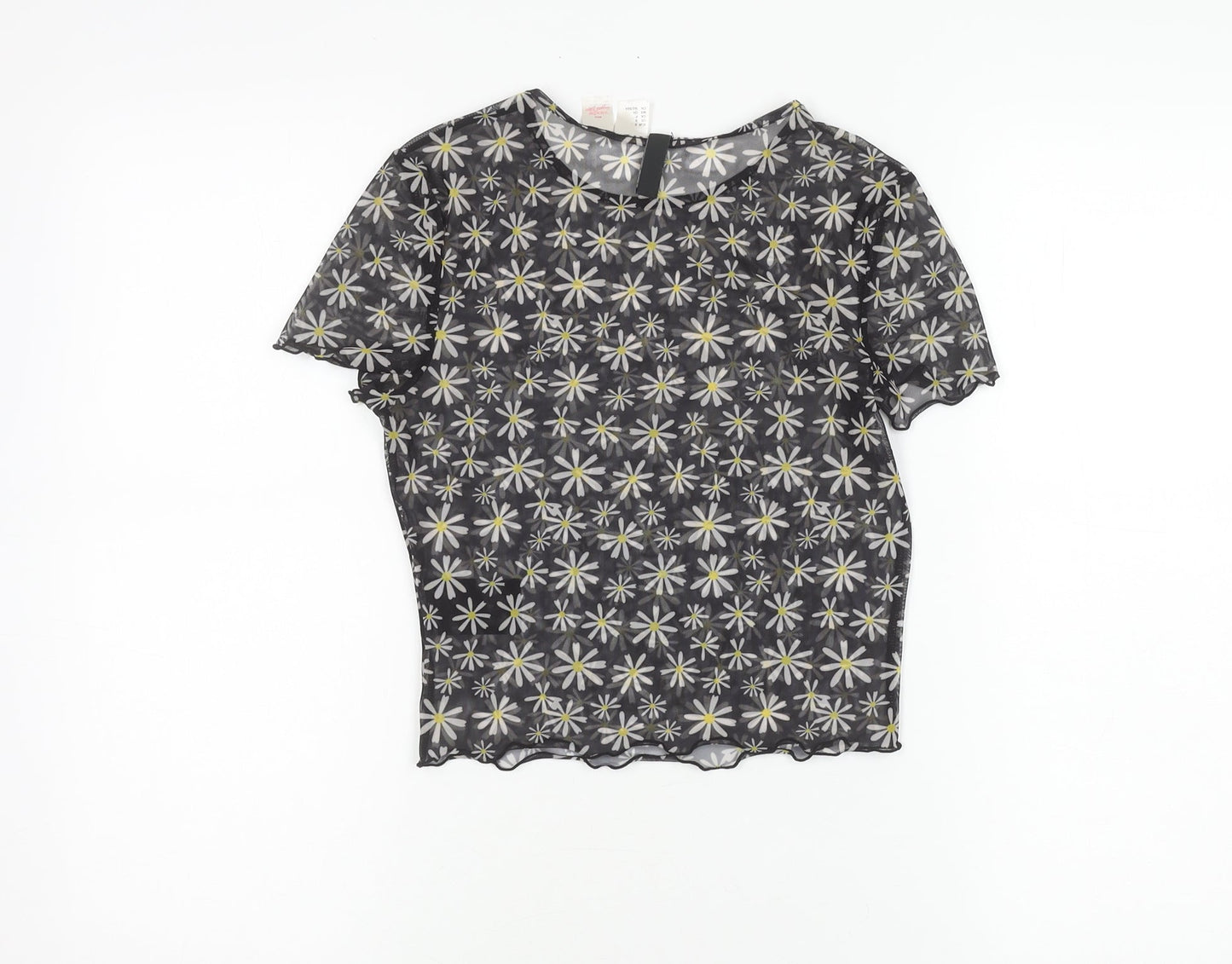 Womens UK Size 8 H&M Black Cropped T-Shirt