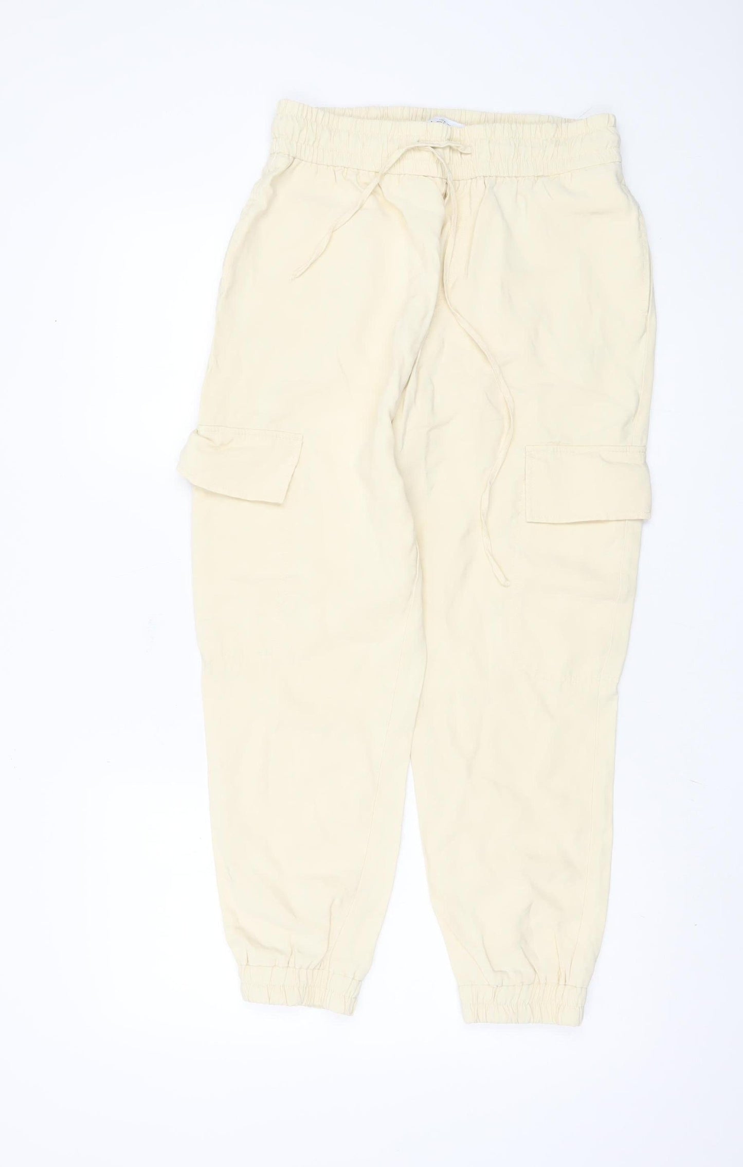 Womens UK Size 10 Zara Relaxed Fit Cargo Beige Trousers
