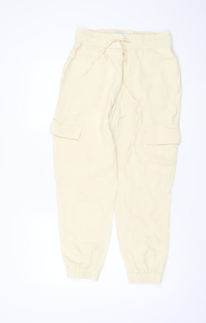 Womens UK Size 10 Zara Relaxed Fit Cargo Beige Trousers