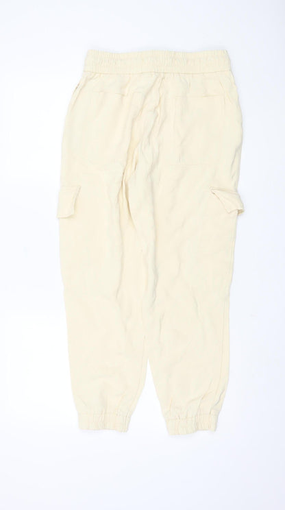 Womens UK Size 10 Zara Relaxed Fit Cargo Beige Trousers