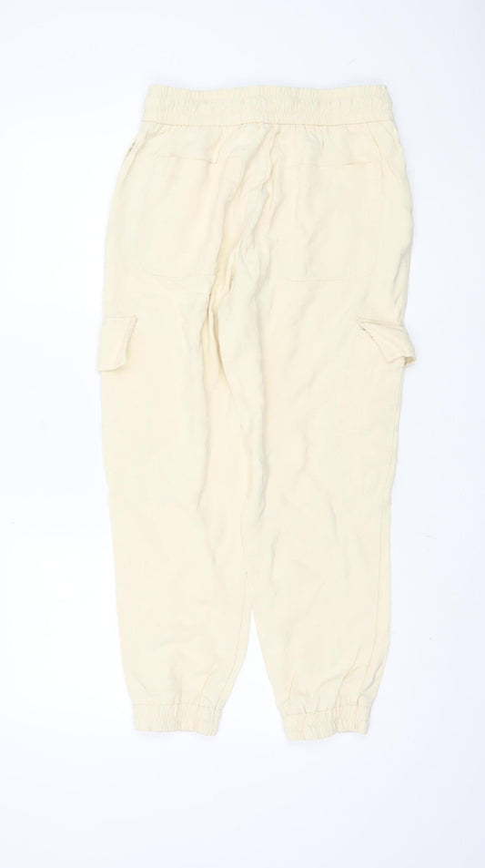 Womens UK Size 10 Zara Relaxed Fit Cargo Beige Trousers