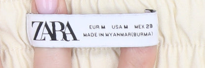 Womens UK Size 10 Zara Relaxed Fit Cargo Beige Trousers