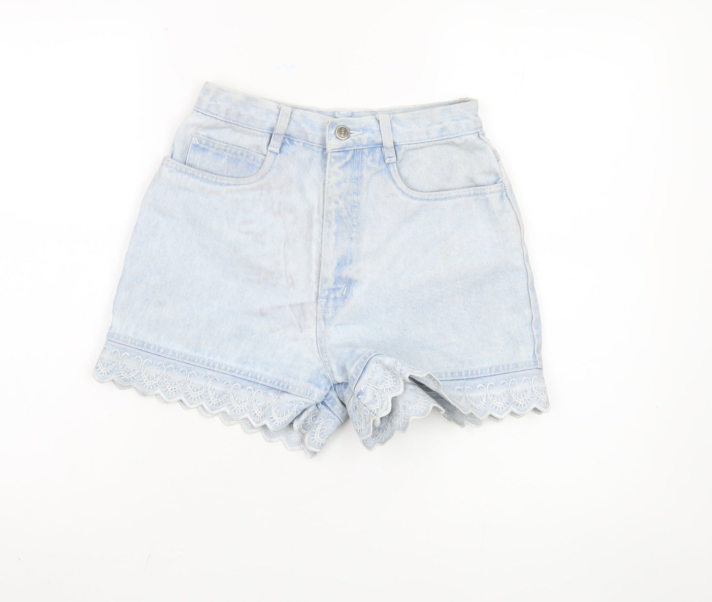 Rio by Fashion Women's Blue Denim Lace Accented Shorts Size 7
