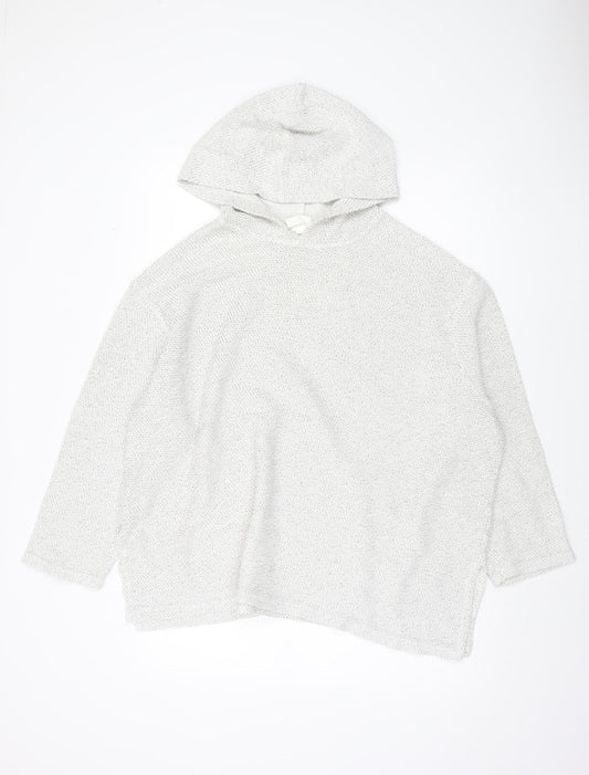 H&M Women's XL White Hooded Jumper, Knit, Casual Style