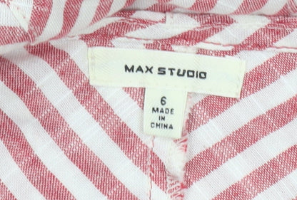 Max Studio Women's Red Striped Dress, Size 6