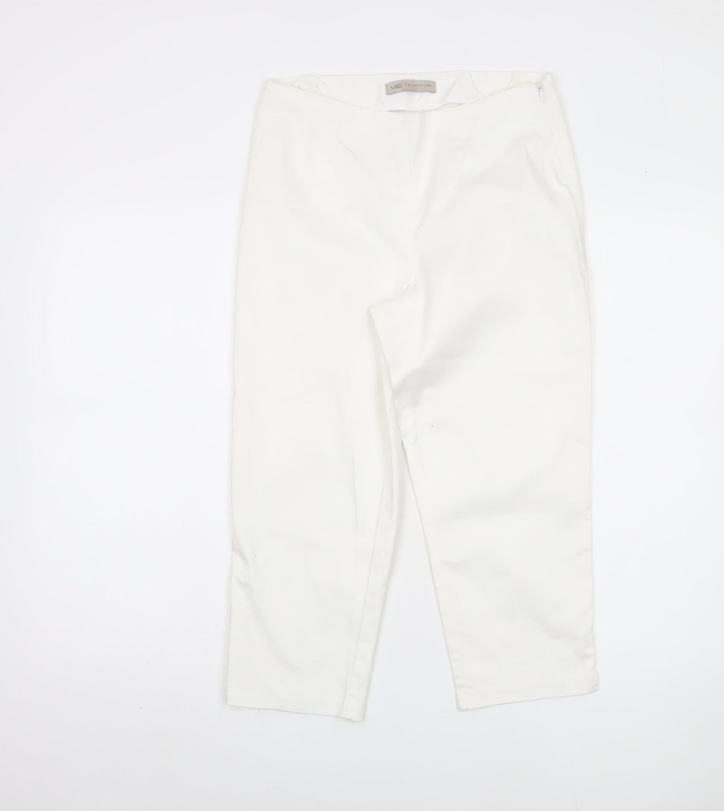 Womens UK Size 10 Marks and Spencer   White Trousers