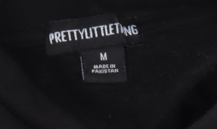 Unisex Adults UK Size M PRETTYLITTLETHING Black Pullover Hoodie