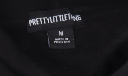 Unisex Adults UK Size M PRETTYLITTLETHING Black Pullover Hoodie