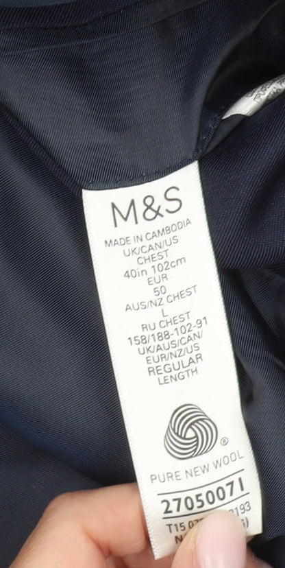 Marks and Spencer Men's Blue Regular Blazer, L