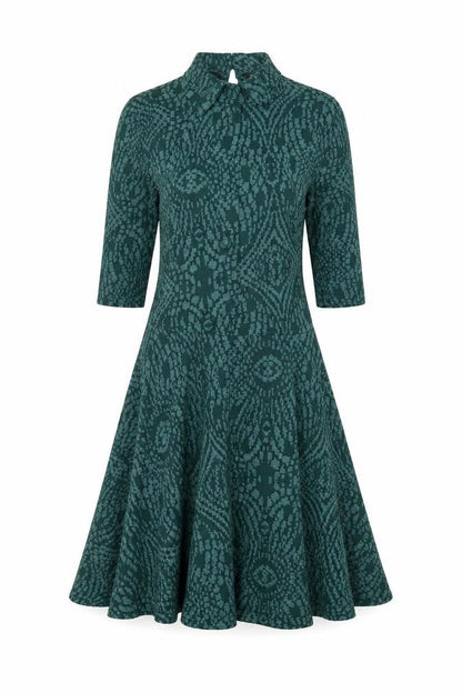 Topshop Green Geometric High Neck Dress - Women UK 8