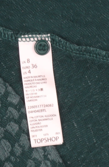 Topshop Green Geometric High Neck Dress - Women UK 8