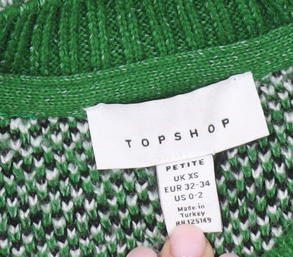 Womens UK Size XS Topshop Green Pullover Jumper