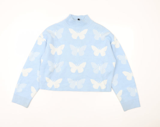 H&M Women's Blue Butterfly Print Jumper, Size 12