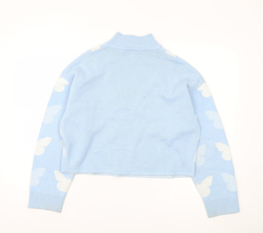 H&M Women's Blue Butterfly Print Jumper, Size 12