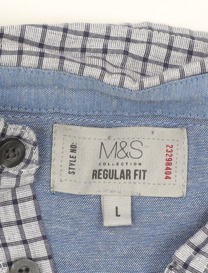 Marks and Spencer Men's Blue V-Neck Jumper L