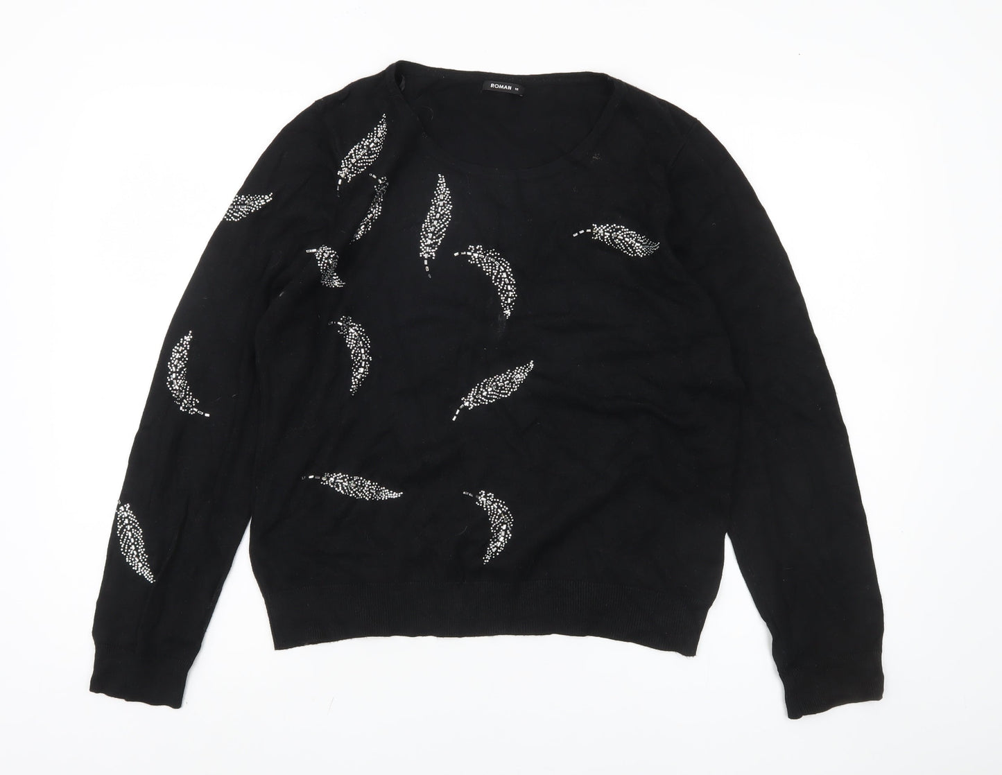 Womens UK Size 16 Roman Black Pullover Jumper