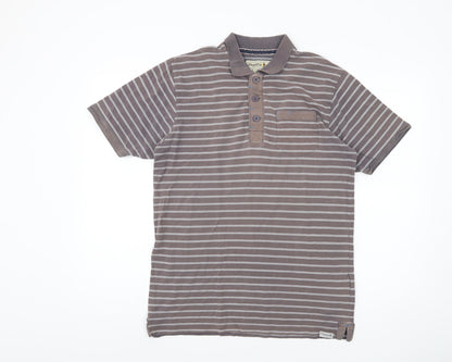 Regatta Men's Brown Striped Polo, Size M, Casual Style