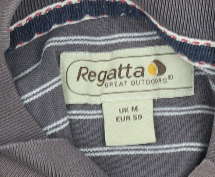 Regatta Men's Brown Striped Polo, Size M, Casual Style