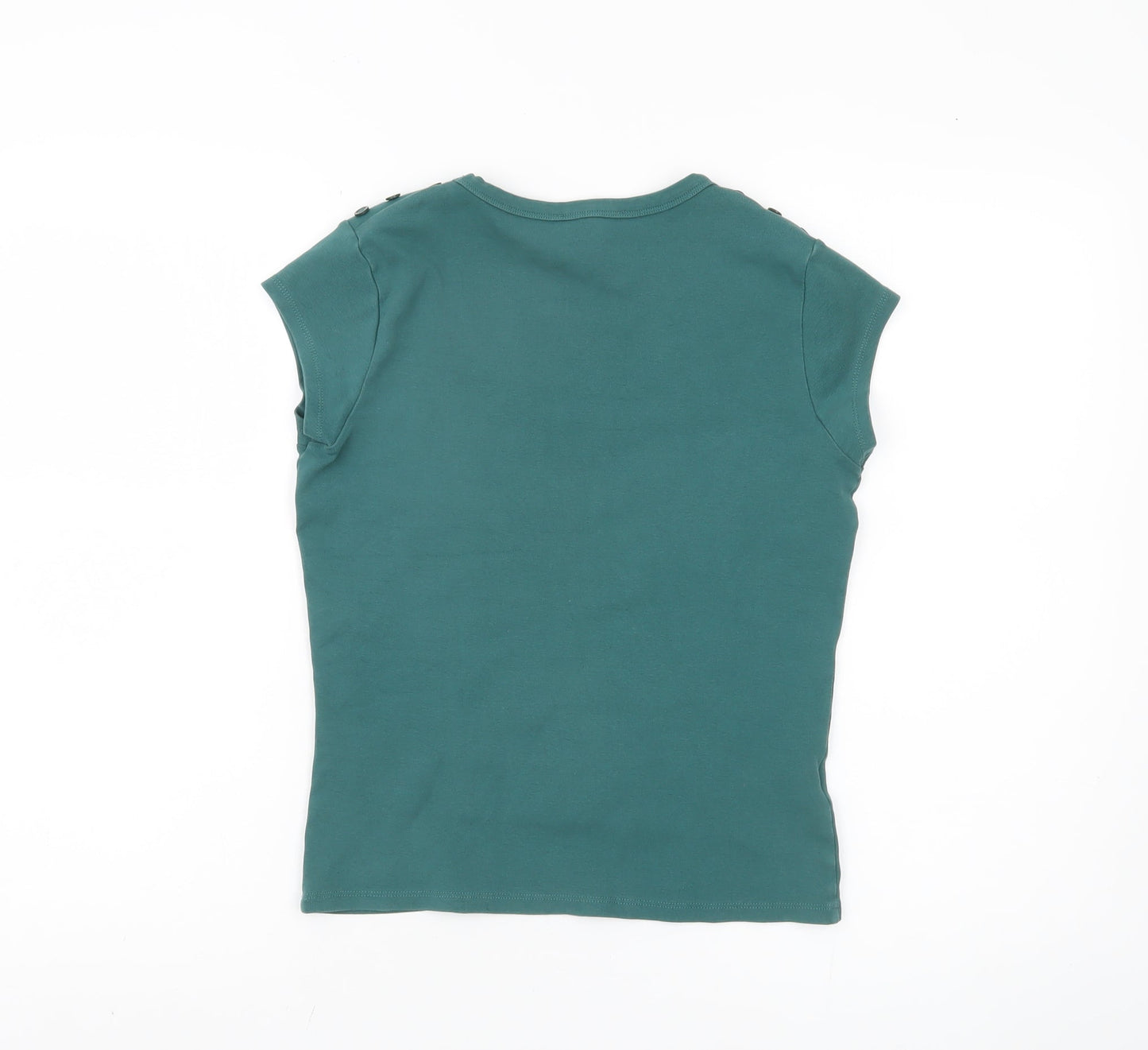 Laura Ashley Women’s Green T-Shirt, UK 12, Button Accent