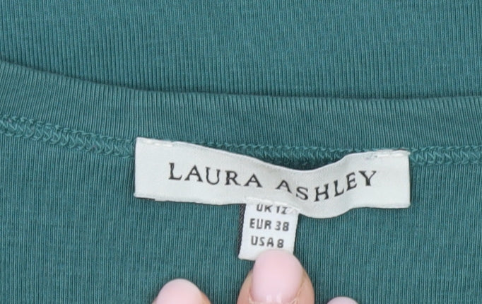 Laura Ashley Women’s Green T-Shirt, UK 12, Button Accent