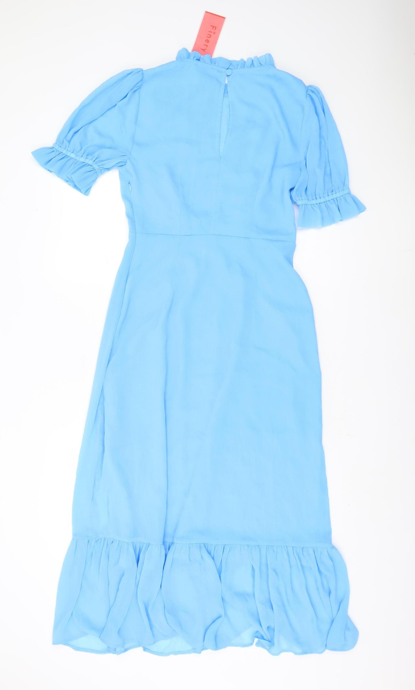 Finery Women's Blue High Neck Puff Sleeve Dress