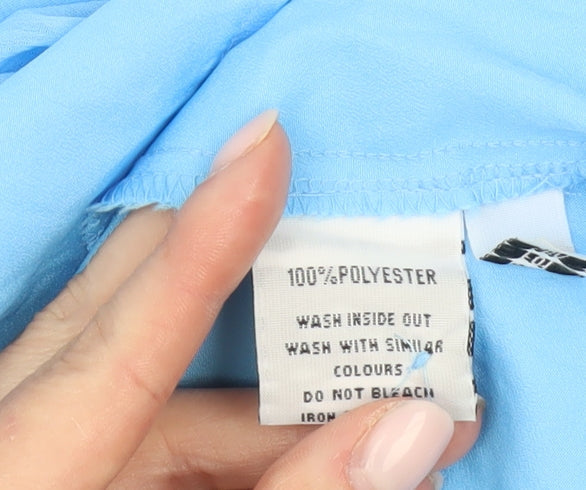 Finery Women's Blue High Neck Puff Sleeve Dress