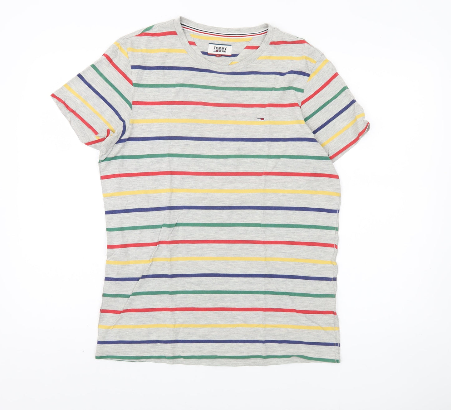Tommy Jeans Men's Multicoloured Striped T-Shirt M
