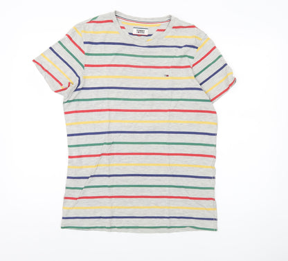 Tommy Jeans Men's Multicoloured Striped T-Shirt M