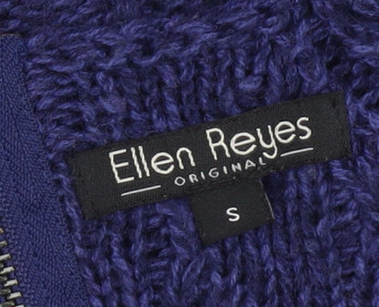 Womens UK Size S Ellen Reyes Purple Full Zip Jumper