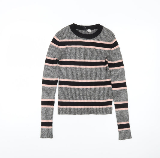 H&M Women's Multicoloured Striped Pullover Jumper - XS