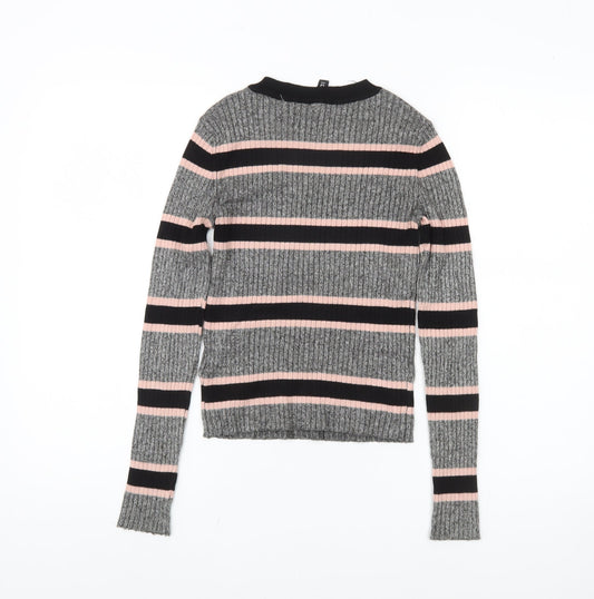 H&M Women's Multicoloured Striped Pullover Jumper - XS