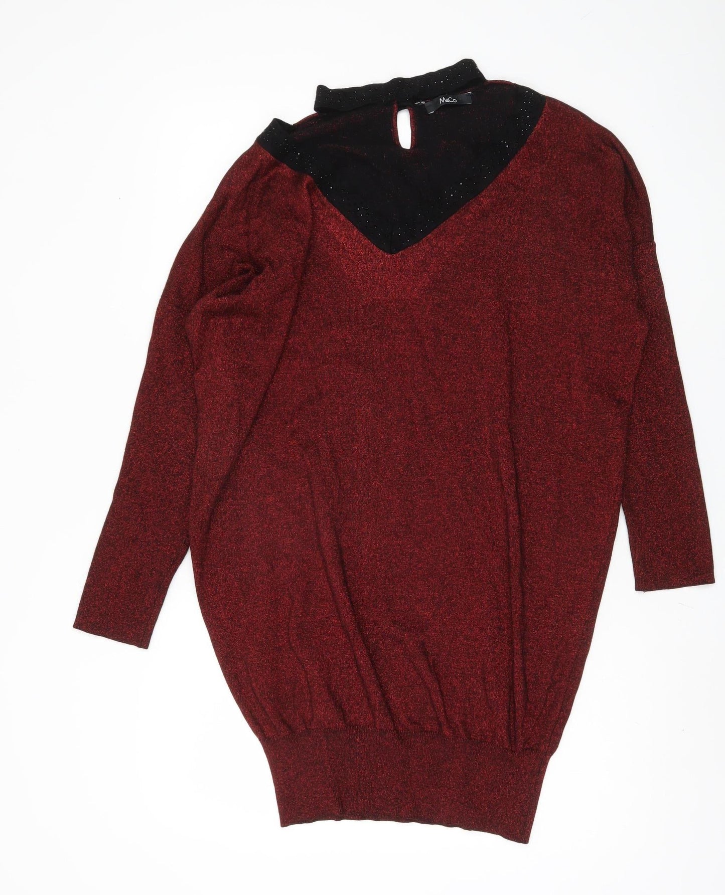 Womens UK Size 16 M&Co Red Pullover Jumper