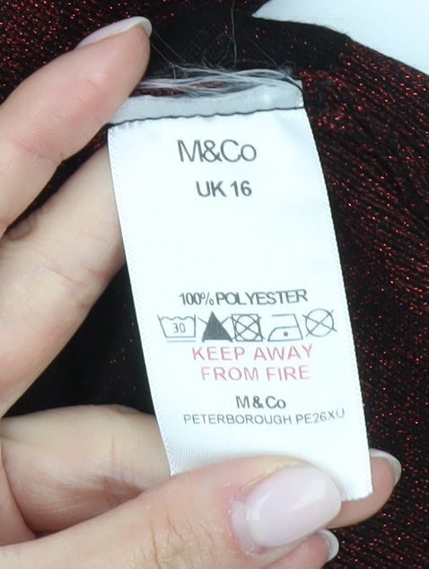 Womens UK Size 16 M&Co Red Pullover Jumper