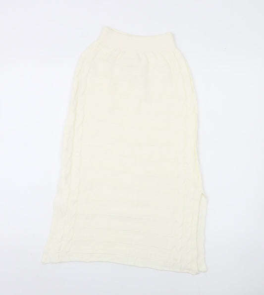 Missguided Women's Ivory Elastic Waist Skirt, Size S