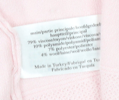 Aura Ashley Women's Pink Open Front Cardigan Size 14
