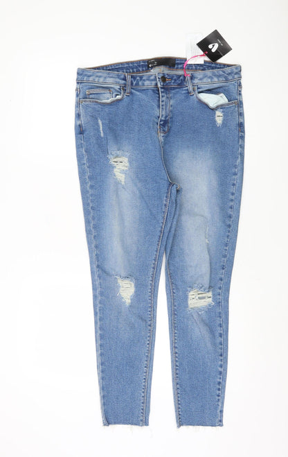 V by Very Women's Blue Distressed Skinny Jeans Size 27